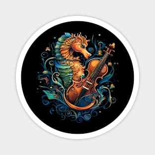 Seahorse Playing Violin Magnet